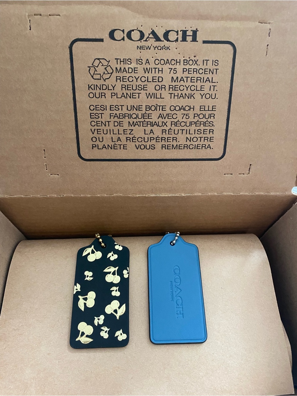 Coach Large Custom Hangtags in Black with Cherries & Blue with Butterflies - Picture 4 of 4